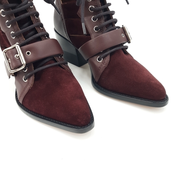 Chloe | Rylee Suede Ankle Boots in Deep Purple - Picture 5 of 11